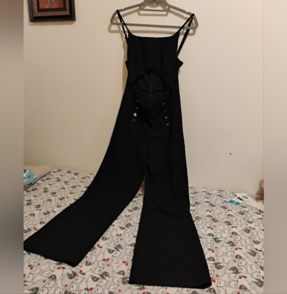 Privy Black and Gold Jumpsuit with Eye-Catching Embellishments